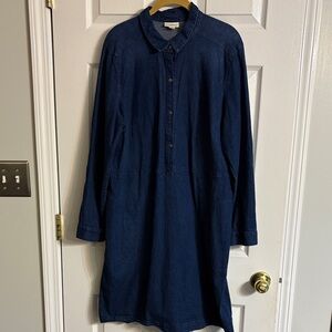 J. Jill Dark Blue Denim Long Sleeve Dress